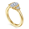 Colleen - 14K Yellow Gold Half Bezel Oval Three Stone Diamond Engagement Ring - 0.3 ct