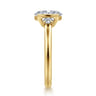 Colleen - 14K Yellow Gold Half Bezel Oval Three Stone Diamond Engagement Ring - 0.3 ct