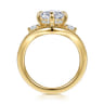 Grand - 14K Yellow Gold Compass Prong Oval Three Stone Diamond Engagement Ring - 0.4 ct