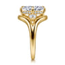 Grand - 14K Yellow Gold Compass Prong Oval Three Stone Diamond Engagement Ring - 0.4 ct