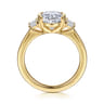 Colleen - 14K Yellow Gold Half Bezel Oval Three Stone Diamond Engagement Ring - 0.3 ct