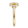 Colleen - 14K Yellow Gold Half Bezel Oval Three Stone Diamond Engagement Ring - 0.3 ct
