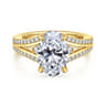 Mariselle - 14K Yellow Gold Split Shank Oval Three Stone Diamond Engagement Ring - 0.45 ct