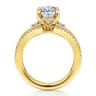 Mariselle - 14K Yellow Gold Split Shank Oval Three Stone Diamond Engagement Ring - 0.45 ct