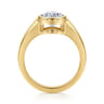 Sunshine - Vintage Inspired 14K Yellow Gold Oval Three Stone Green Sapphire and Diamod Engagement Ring