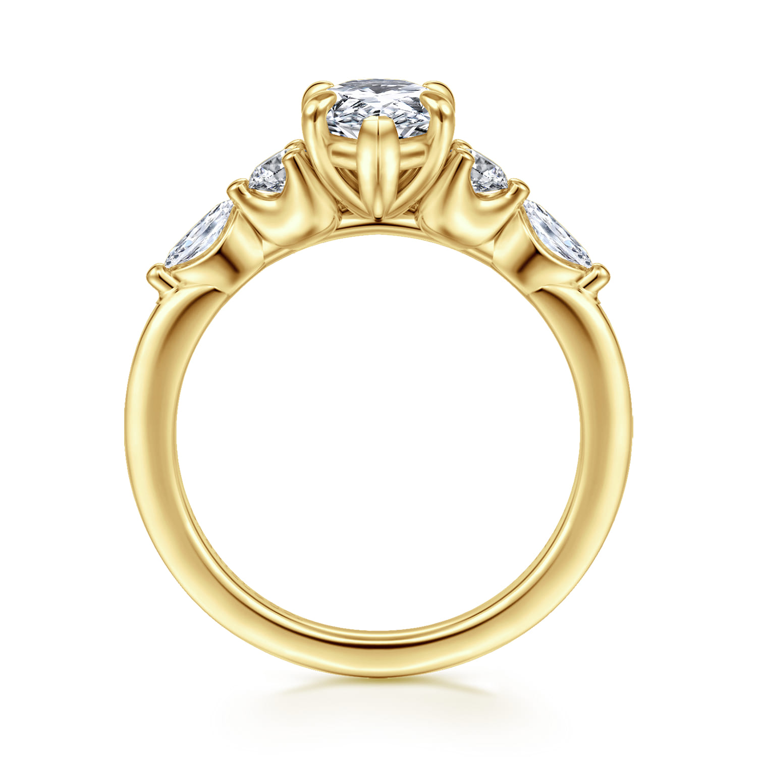 Cian - 14K Yellow Gold Pear Shape Five Stone Diamond Engagement Ring - 0.34 ct - Shot 2