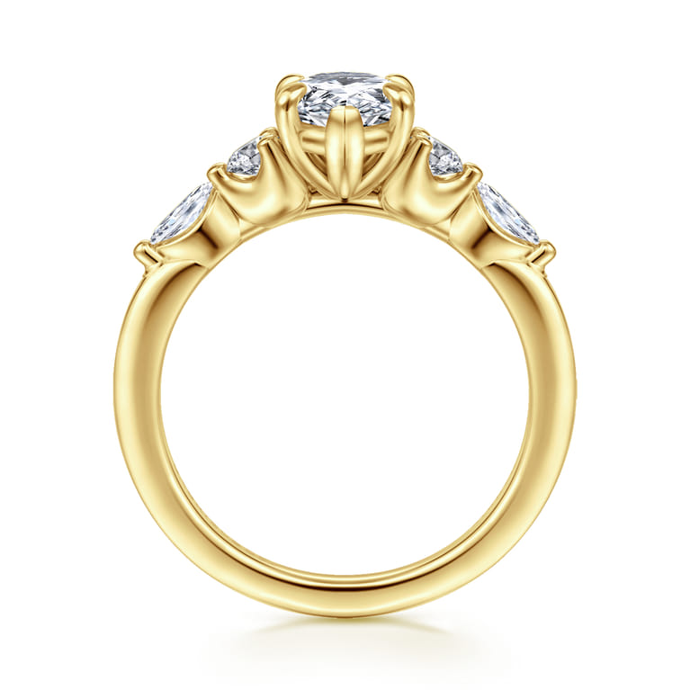 Cian - 14K Yellow Gold Pear Shape Five Stone Diamond Engagement Ring - 0.34 ct - Shot 2