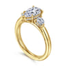 Abbi - 14K Yellow Gold Pear Shape Three Stone Diamond Engagement Ring - 0.55 ct