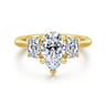 Charisa - 14K Yellow Gold Pear Shape Three Stone Diamond Engagement Ring - 0.7 ct