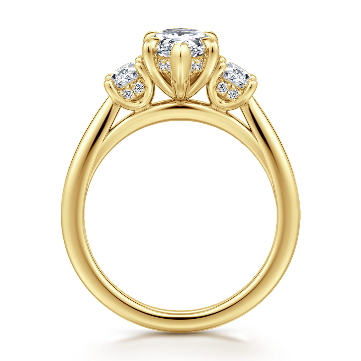 Charisa - 14K Yellow Gold Pear Shape Three Stone Diamond Engagement Ring - 0.7 ct - Shot 2