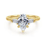 Feana - 14K Yellow Gold Pear Shape Three Stone Diamond Engagement Ring - 0.35 ct