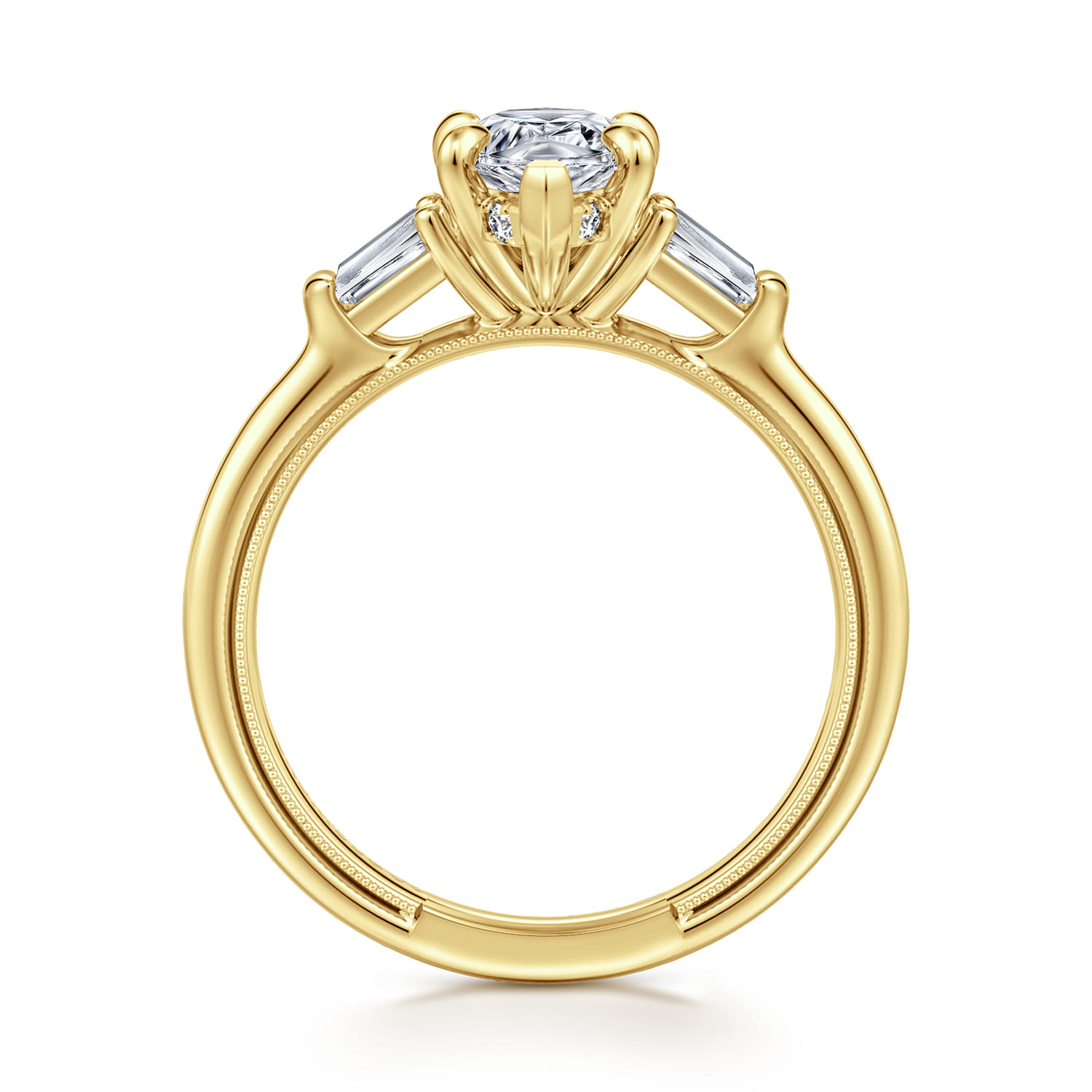 Feana - 14K Yellow Gold Pear Shape Three Stone Diamond Engagement Ring - 0.35 ct - Shot 2