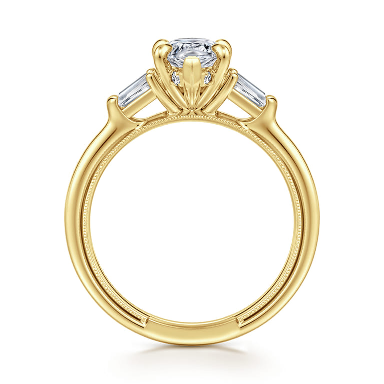 Feana - 14K Yellow Gold Pear Shape Three Stone Diamond Engagement Ring - 0.35 ct - Shot 2