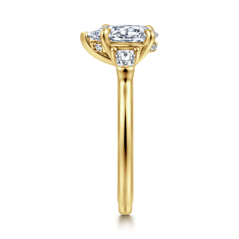 Feana - 14K Yellow Gold Pear Shape Three Stone Diamond Engagement Ring - 0.35 ct - Shot 4