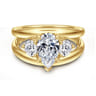 Danni - 14K Yellow Gold Pear Shape Three Stone Diamond Engagement Ring - 0.75 ct