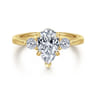 Georgia - 14K Yellow Gold Pear Shape Three Stone Diamond Engagement Ring - 0.3 ct