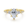 Monty - 14K Yellow Gold Pear Shape Three Stone Lotus Diamond Engagement Ring - 0.35 ct