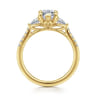 Monty - 14K Yellow Gold Pear Shape Three Stone Lotus Diamond Engagement Ring - 0.35 ct