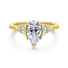 Alesandra - 14K Yellow Gold Half Bezel Pear Shape Three Stone Diamond Engagement Ring - 0.3 ct