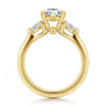 Alesandra - 14K Yellow Gold Half Bezel Pear Shape Three Stone Diamond Engagement Ring - 0.3 ct