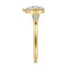 Alesandra - 14K Yellow Gold Half Bezel Pear Shape Three Stone Diamond Engagement Ring - 0.3 ct