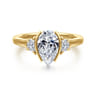 Colleen - 14K Yellow Gold Half Bezel Pear Shape Three Stone Diamond Engagement Ring - 0.3 ct