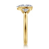Colleen - 14K Yellow Gold Half Bezel Pear Shape Three Stone Diamond Engagement Ring - 0.3 ct