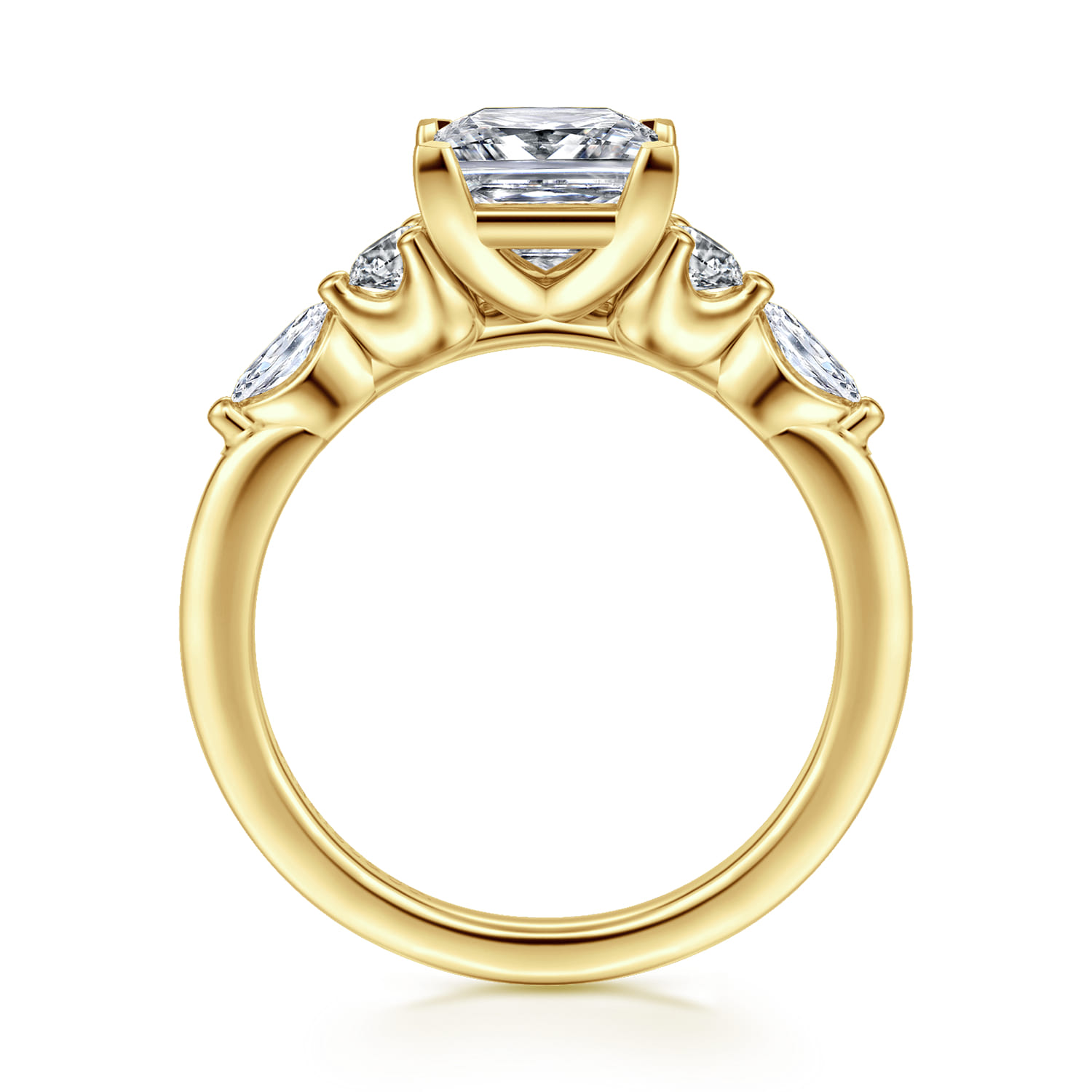 Cian - 14K Yellow Gold Princess Cut Five Stone Diamond Engagement Ring - 0.34 ct - Shot 2