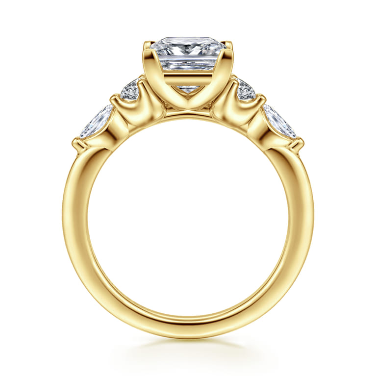 Cian - 14K Yellow Gold Princess Cut Five Stone Diamond Engagement Ring - 0.34 ct - Shot 2