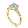 Cian - 14K Yellow Gold Princess Cut Five Stone Diamond Engagement Ring - 0.34 ct