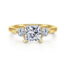 Abbi - 14K Yellow Gold Princess Cut Three Stone Diamond Engagement Ring - 0.55 ct