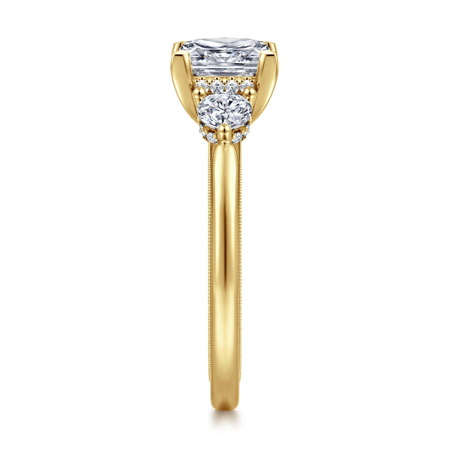 Abbi - 14K Yellow Gold Princess Cut Three Stone Diamond Engagement Ring - 0.55 ct - Shot 4