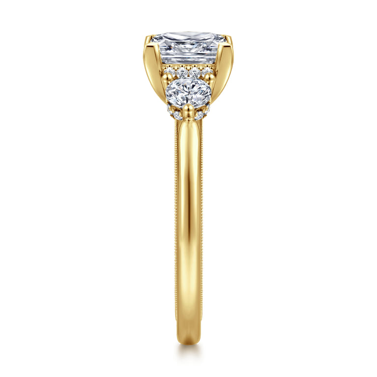 Abbi - 14K Yellow Gold Princess Cut Three Stone Diamond Engagement Ring - 0.55 ct - Shot 4