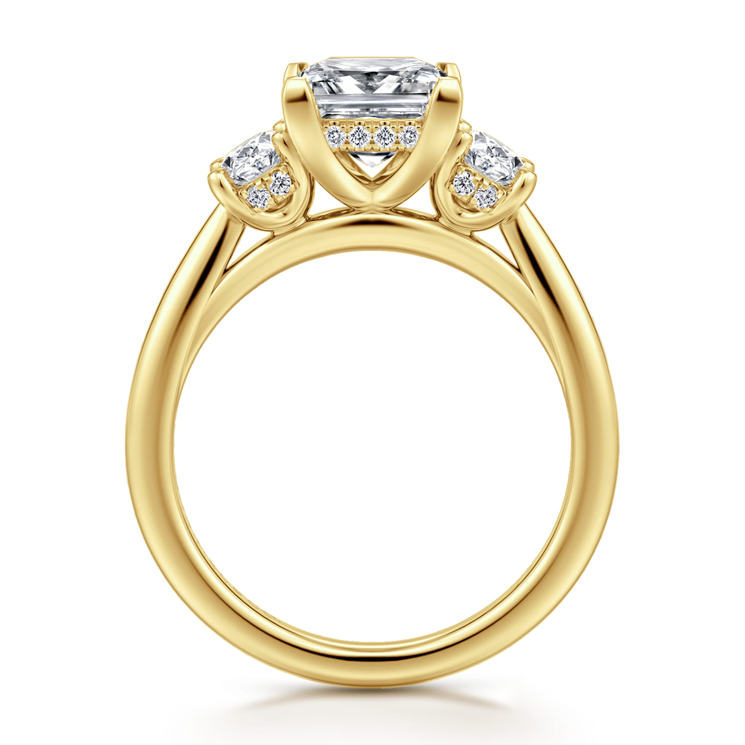 Charisa - 14K Yellow Gold Princess Cut Three Stone Diamond Engagement Ring - 0.7 ct - Shot 2