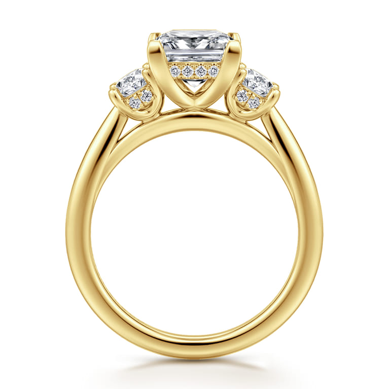 Charisa - 14K Yellow Gold Princess Cut Three Stone Diamond Engagement Ring - 0.7 ct - Shot 2