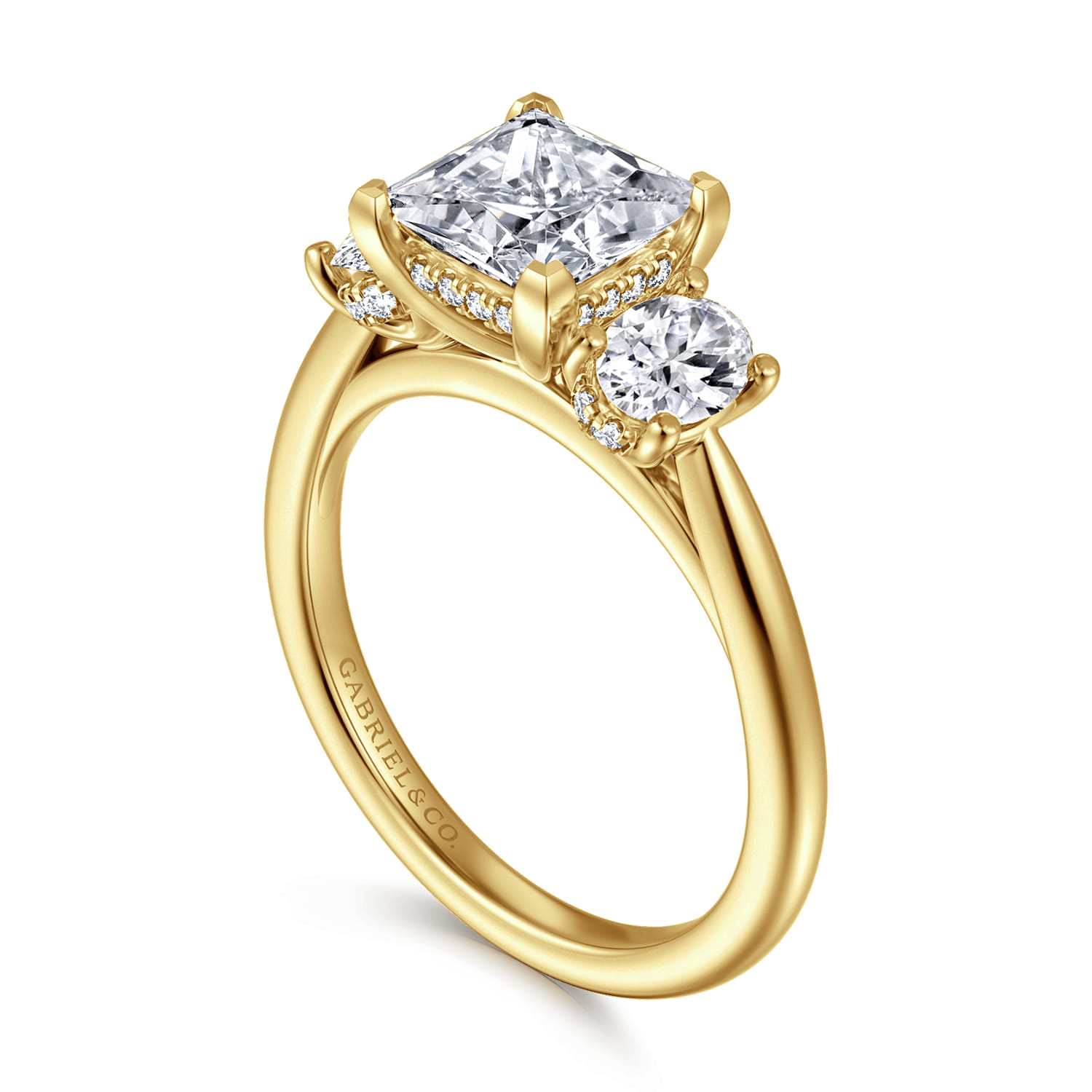 Charisa - 14K Yellow Gold Princess Cut Three Stone Diamond Engagement Ring - 0.7 ct - Shot 3