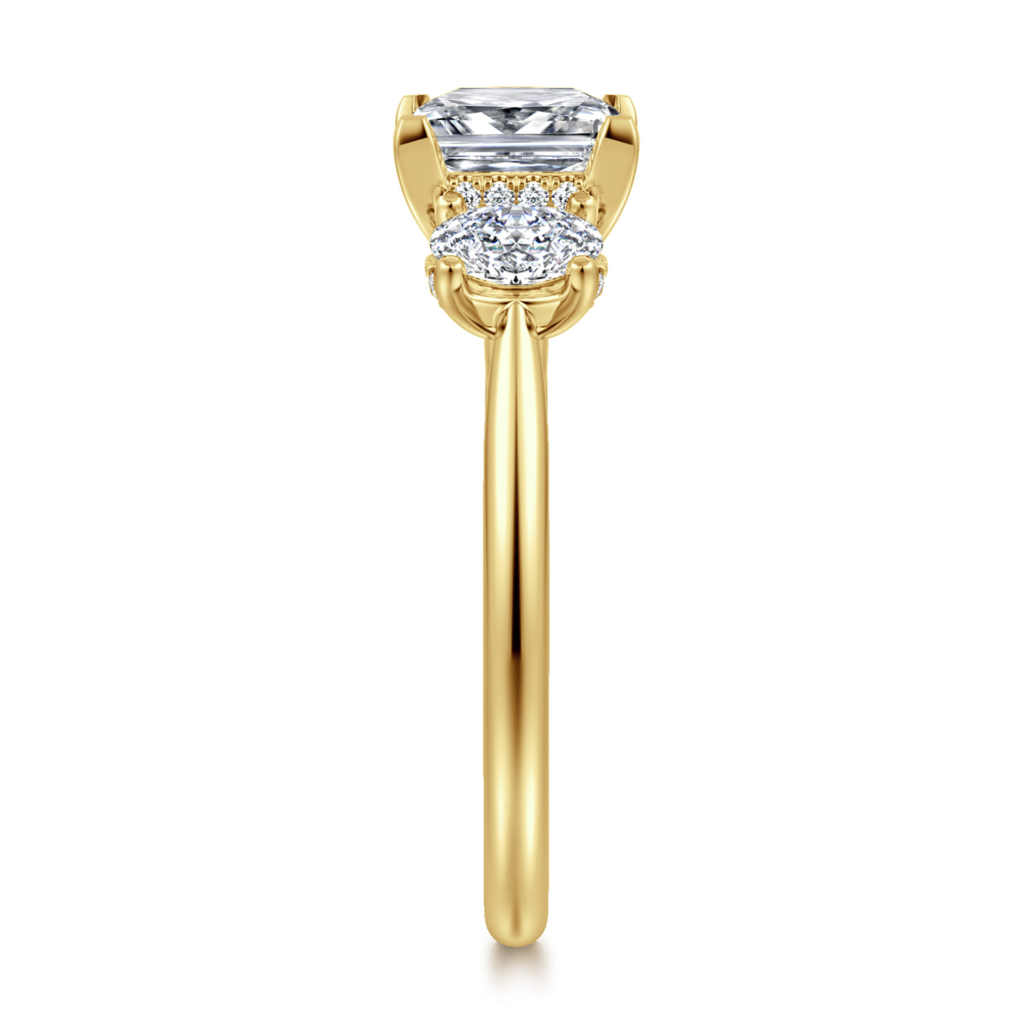 Charisa - 14K Yellow Gold Princess Cut Three Stone Diamond Engagement Ring - 0.7 ct - Shot 4