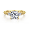 Feana - 14K Yellow Gold Princess Cut Three Stone Diamond Engagement Ring - 0.35 ct