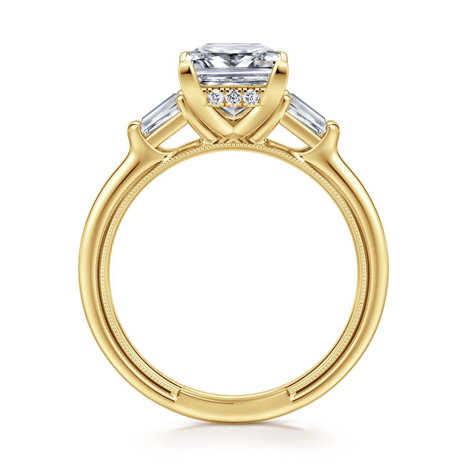 Feana - 14K Yellow Gold Princess Cut Three Stone Diamond Engagement Ring - 0.35 ct - Shot 2