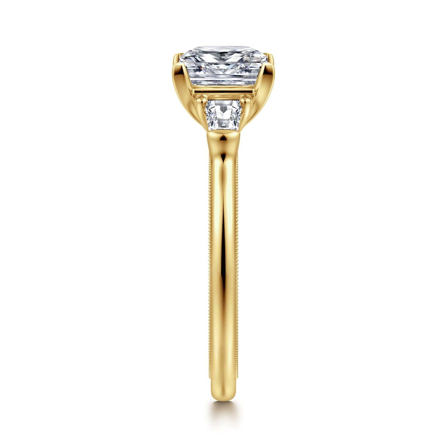Feana - 14K Yellow Gold Princess Cut Three Stone Diamond Engagement Ring - 0.35 ct - Shot 4