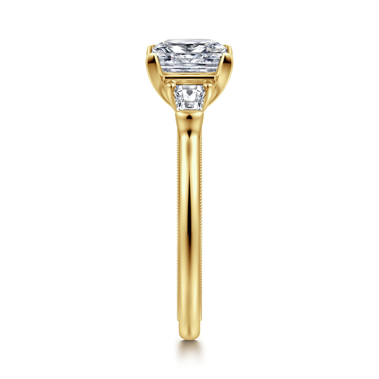 Feana - 14K Yellow Gold Princess Cut Three Stone Diamond Engagement Ring - 0.35 ct - Shot 4