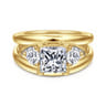 Danni - 14K Yellow Gold Princess Cut Three Stone Diamond Engagement Ring - 0.75 ct