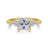 Georgia - 14K Yellow Gold Princess Cut Three Stone Diamond Engagement Ring - 0.3 ct