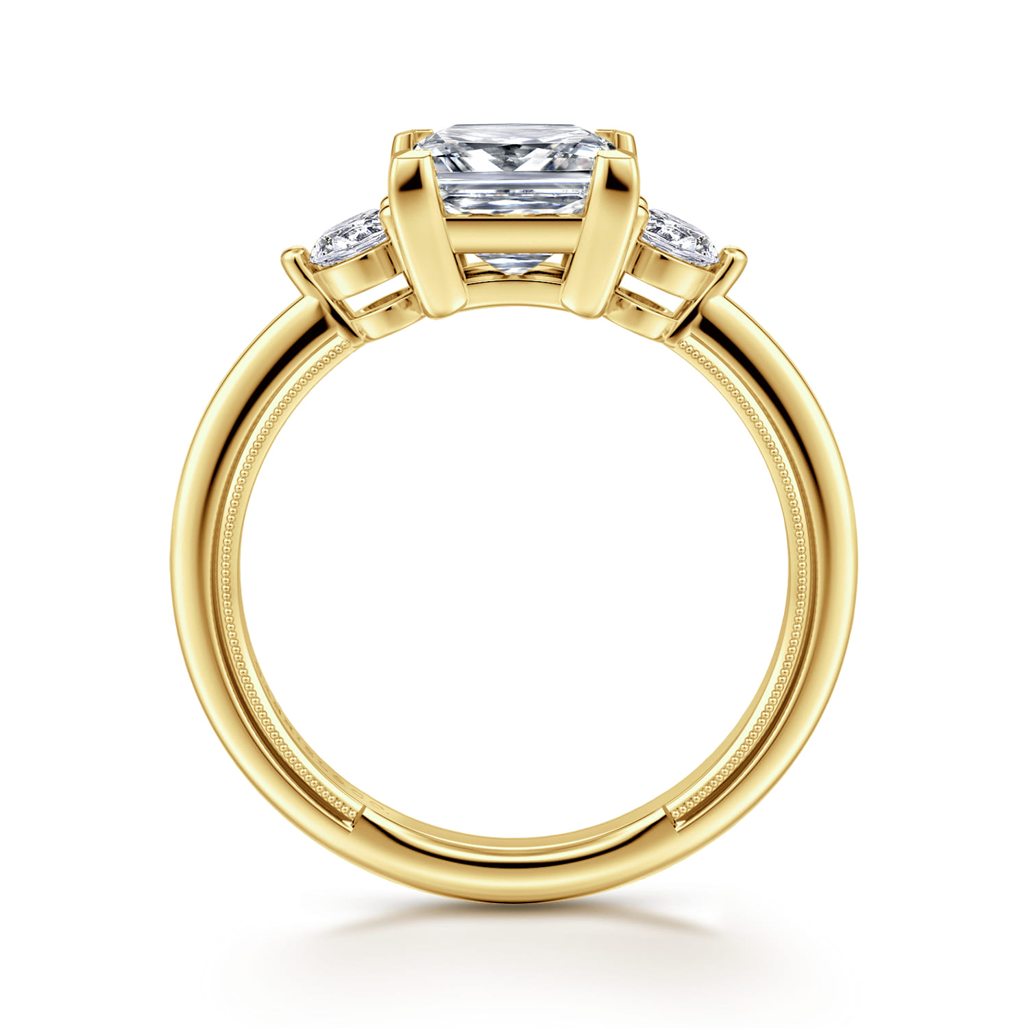 Georgia - 14K Yellow Gold Princess Cut Three Stone Diamond Engagement Ring - 0.3 ct - Shot 2