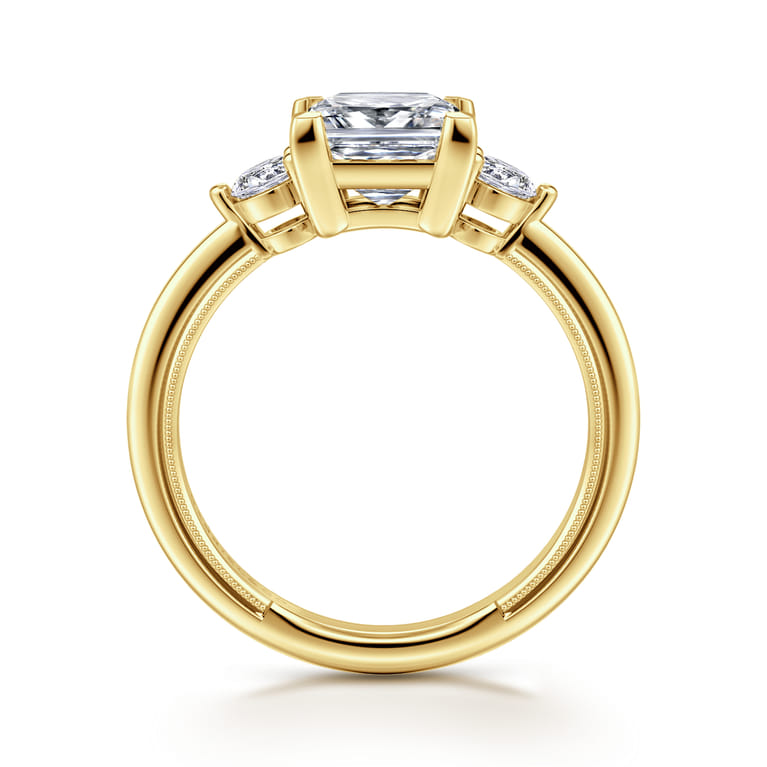 Georgia - 14K Yellow Gold Princess Cut Three Stone Diamond Engagement Ring - 0.3 ct - Shot 2