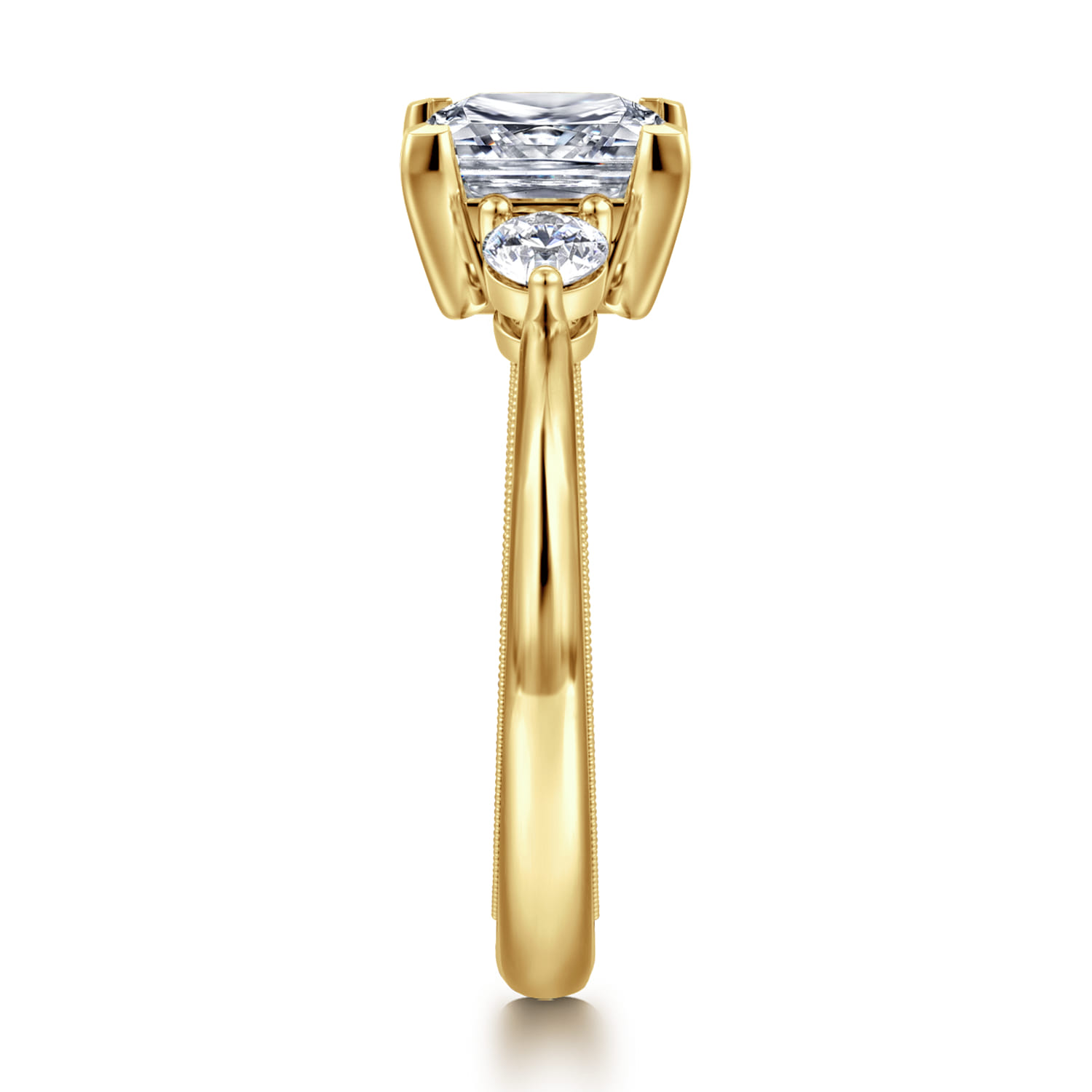 Georgia - 14K Yellow Gold Princess Cut Three Stone Diamond Engagement Ring - 0.3 ct - Shot 4