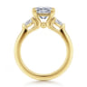 Alesandra - 14K Yellow Gold Half Bezel Princess Cut Three Stone Diamond Engagement Ring - 0.3 ct