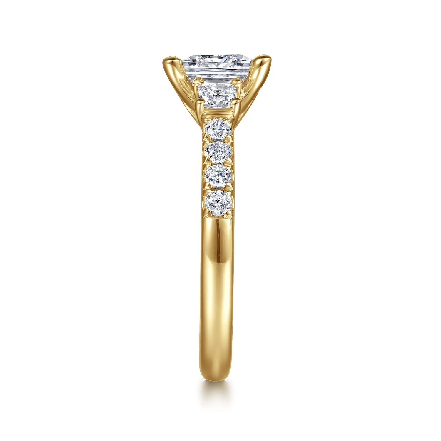 Alta - 14K Yellow Gold Princess Cut Three Stone Diamond Engagement Ring - 0.5 ct - Shot 5