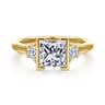 Colleen - 14K Yellow Gold Half Bezel Princess Cut Three Stone Diamond Engagement Ring - 0.3 ct