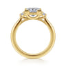 Colleen - 14K Yellow Gold Half Bezel Princess Cut Three Stone Diamond Engagement Ring - 0.3 ct